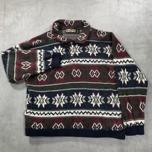 Cozy Fair Isle Cowl Neck Sweater - Burgundy & Navy